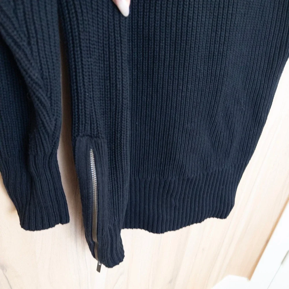 Banana Republic Women Tunic Sweater XL Black Cowl Neck Ribbed Heavy Knit Classic